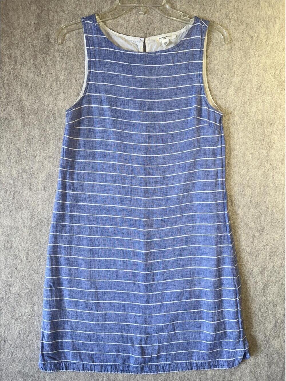 BEACH LUNCH LOUNGE Women’s Dress Small Linen Blend Blue White Lined